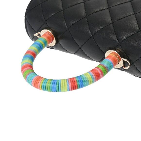 Chanel Black Quilted Chèvre Extra Mini Rainbow Coco Handle Flap Gold Hardware - Picture 3 of 12